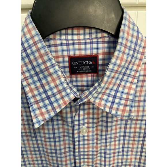 Untuckit‎ Mens Button Down Long Sleeve Shirt Size Medium Check - Picture 2 of 4